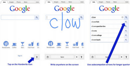 Рукописный ввод от Google в мобильном поиске